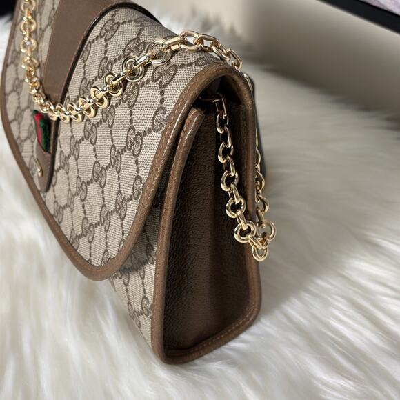 Authentic GUCCI GG Supreme Sherry Line PVC Leather Clutch Bag - Picture 4 of 14